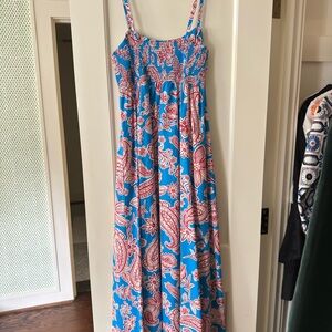 XiRENA Vibrant Floral Blue and Red Long Dress